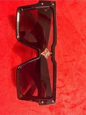 Louis Vuitton Black Shield Sunglasses with Gold Emblem